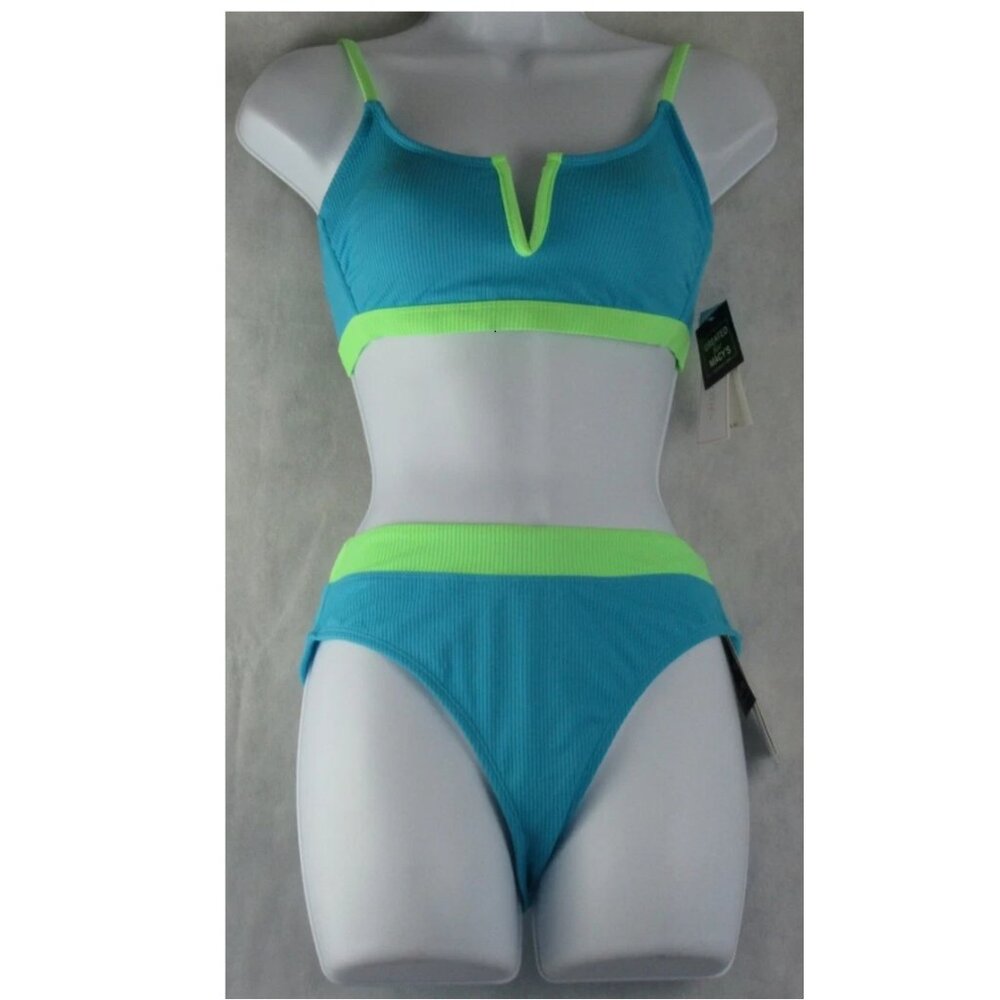 NWT Salt + Cove Juniors 2-Piece V-Wire Bralette Bikini Swimsuit Set, Blue